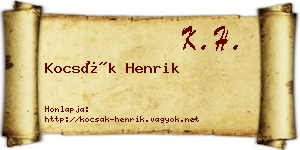 Kocsák Henrik névjegykártya